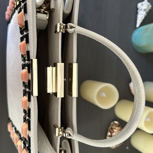 KATE SPADE EUC STRUCTURED WHITE LEATHER HANDBAG - Picture 3 of 6